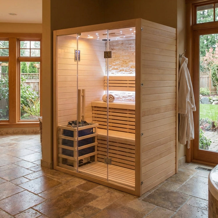 Luxury Steam Traditional Indoor Sauna with Glass Door by Centuraheat
