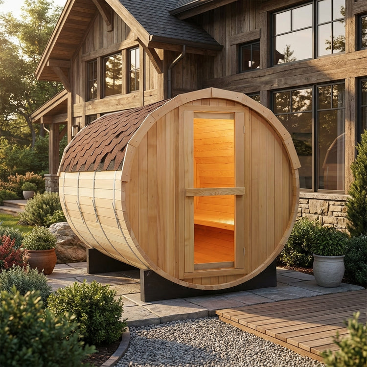 4-6 Person Outdoor Wood Barrel Sauna by Centuraheat