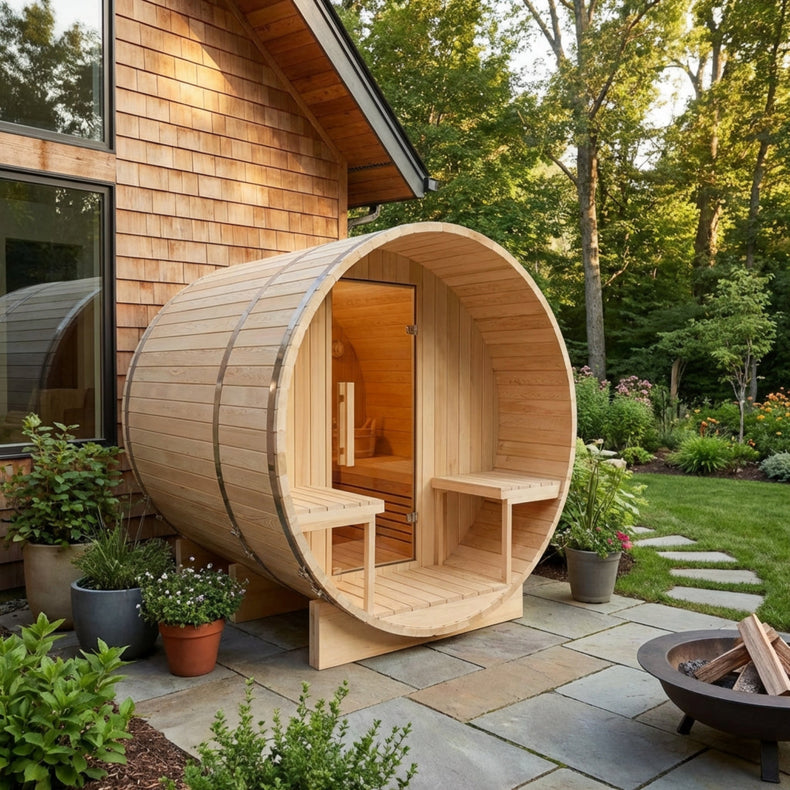 6 Person Outdoor Wood Barrel Steam Sauna by Centuraheat