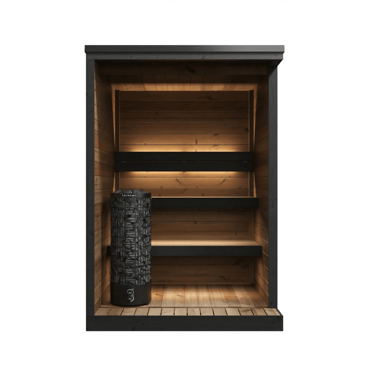 3d interior of the Hiki S Steam Garden Outdoor Sauna