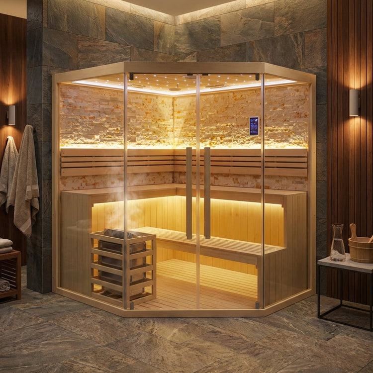 Traditional Steam Indoor Corner Sauna CenturaHeat