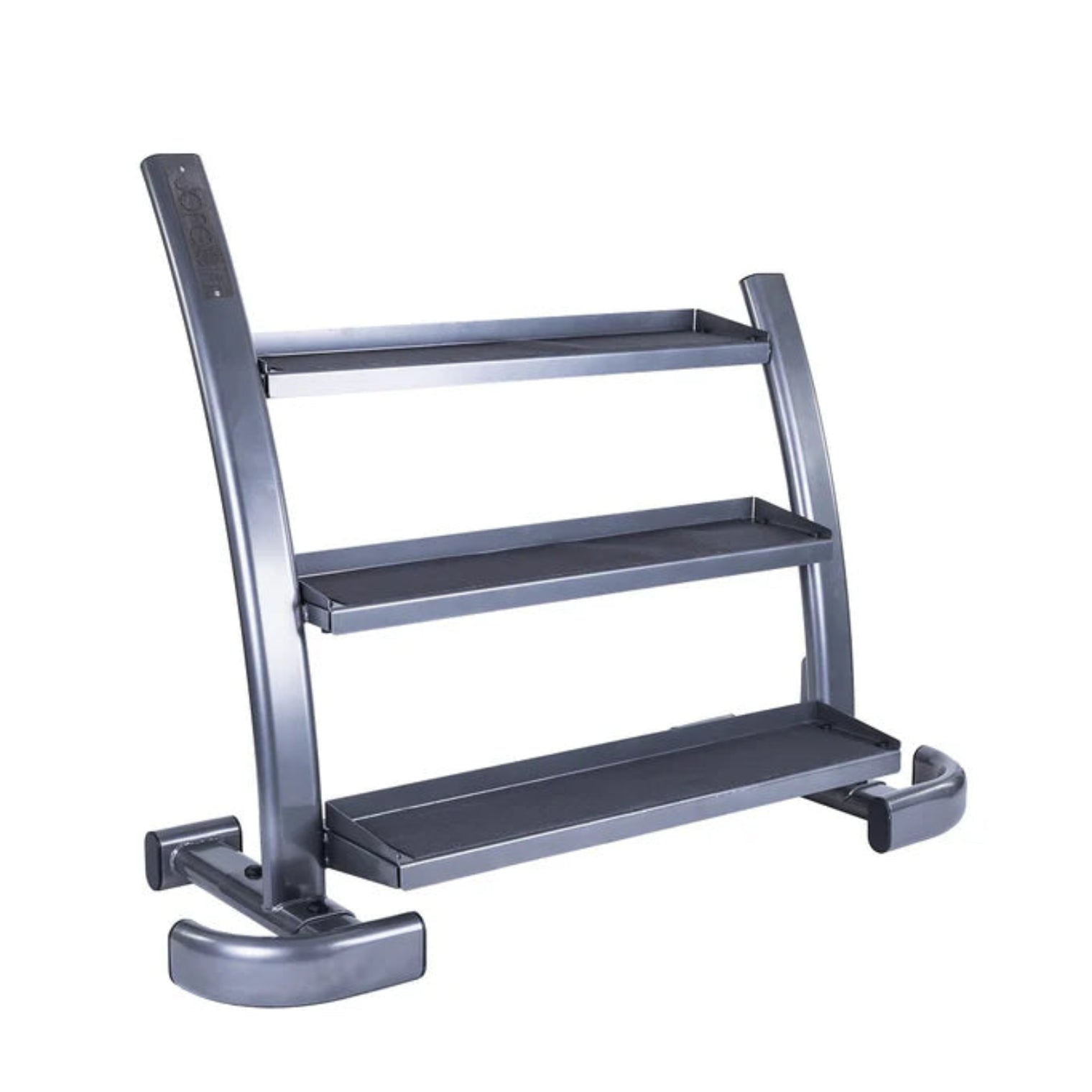 Black metal racking for kettlebells grey