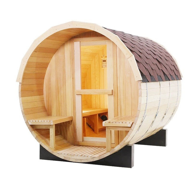 4-6 Person Outdoor Wood Barrel Sauna by Centuraheat