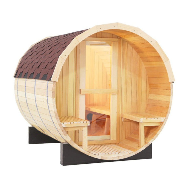 4-6 Person Wood Outdoor Barrel Steam Sauna side view