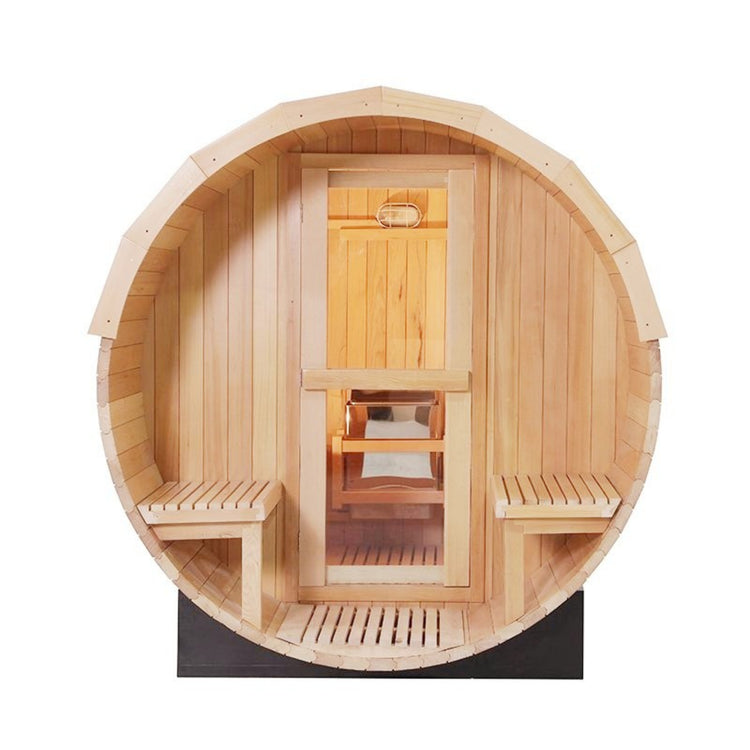 4-6 Person Wood Outdoor Barrel Steam Sauna by Centuraheat front view