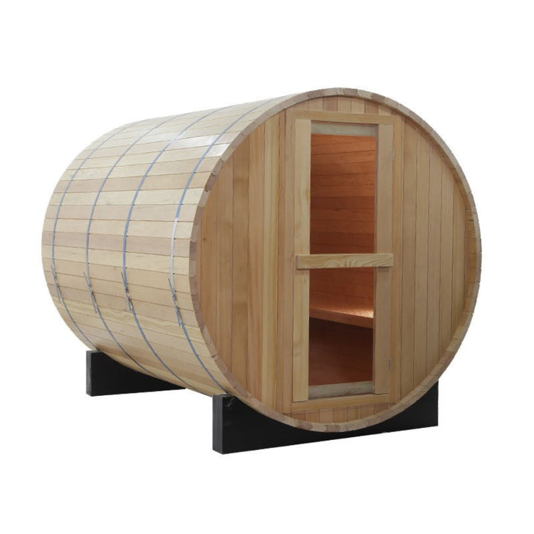 CenturaHeat 4-6 Person Wood Barrel Outdoor Steam Sauna side view