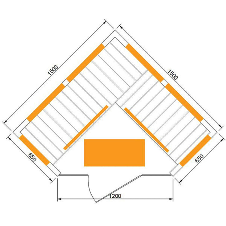4-5 Person Infrared Diamond Corner Indoor Sauna dimensions