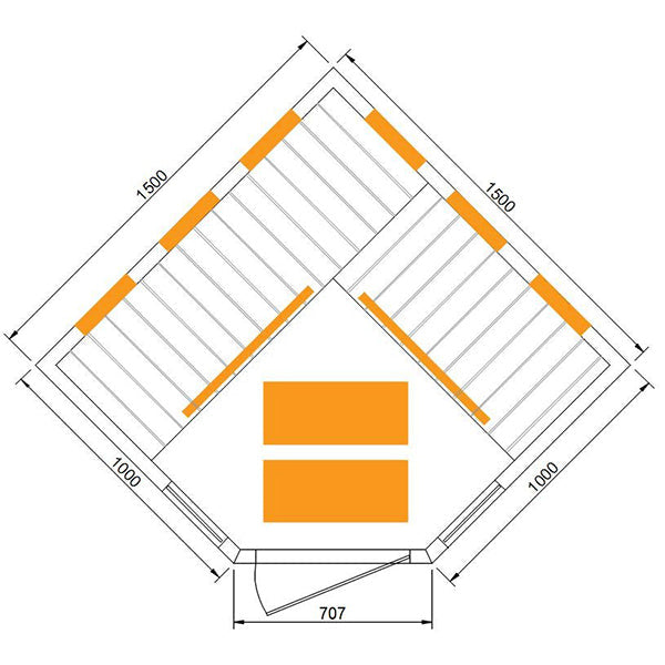 4-5 Person Diamond Corner Indoor Sauna by Centuraheat - 3500W