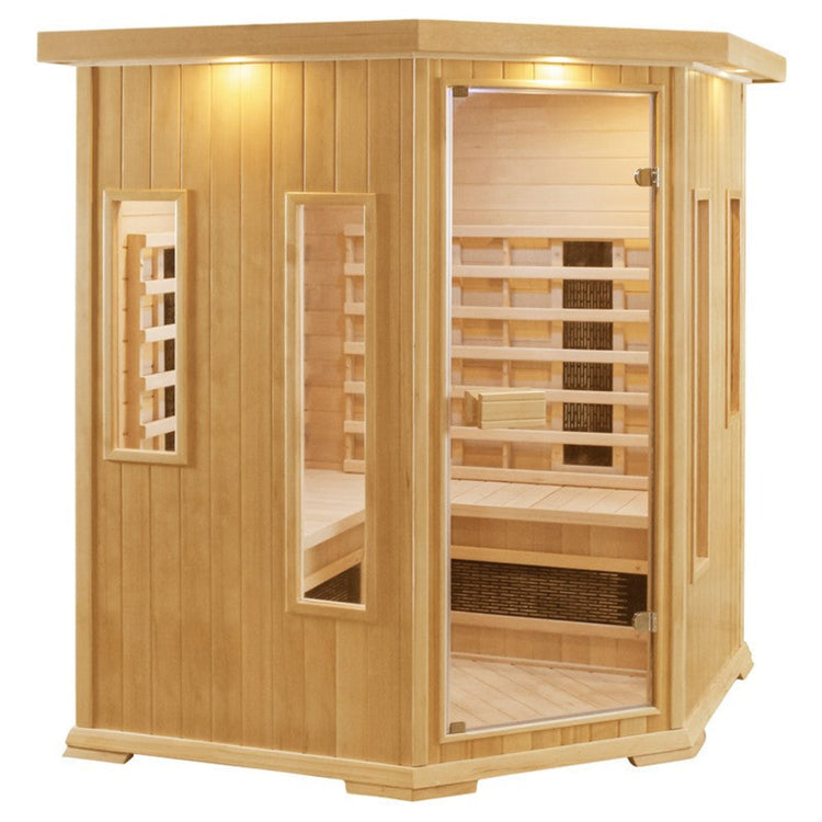 Wooden infrared sauna with glass door