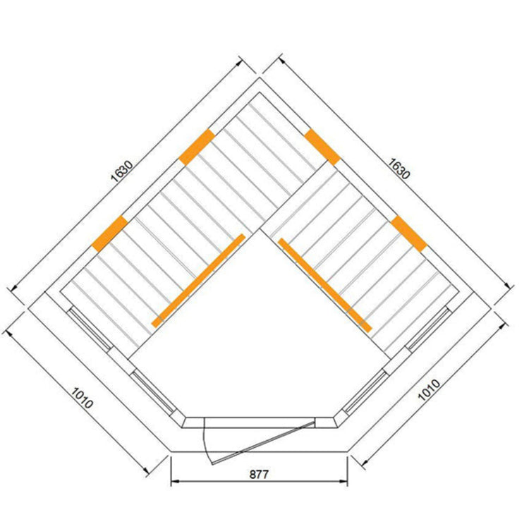 CenturaHeat 4-5 Person Diamond Infrared Corner Indoor Sauna dimensions