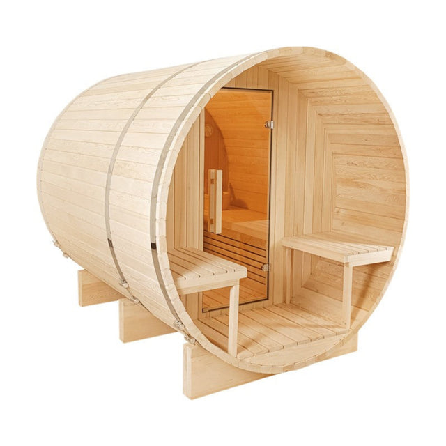 Wooden barrel Steam sauna with benches