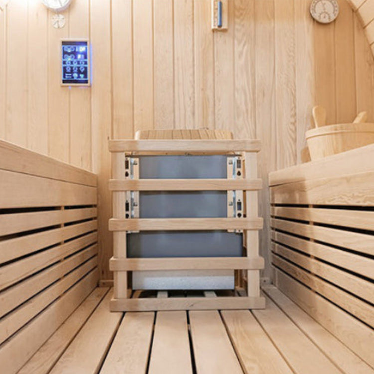 6 Person Outdoor Wood Barrel Sauna by Centuraheat interior