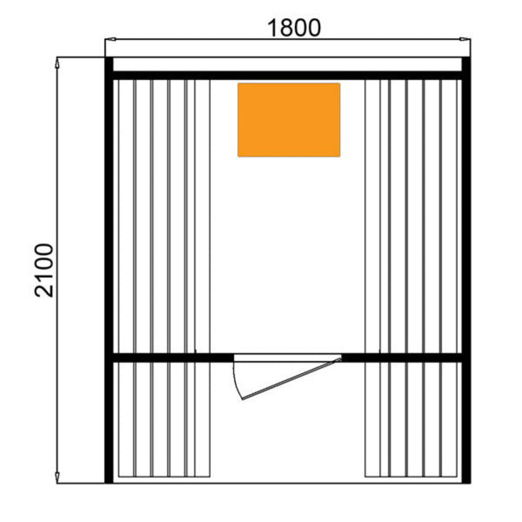 6 Person Outdoor Wood Barrel Sauna technical drawing