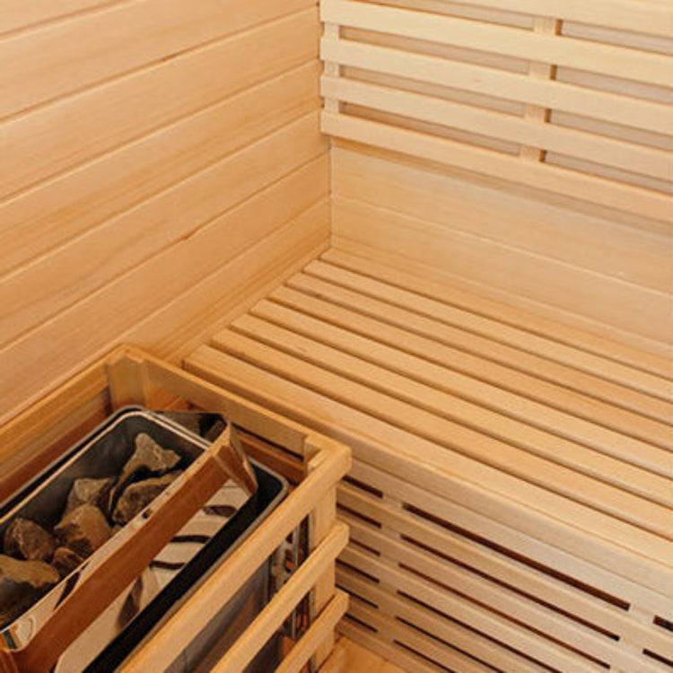 Traditional Steam Outdoor Sauna Room interior benches