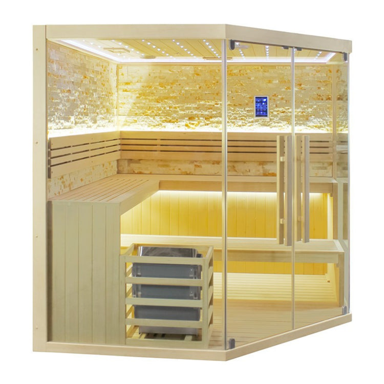 Glass Traditional Steam Indoor Corner Sauna side view