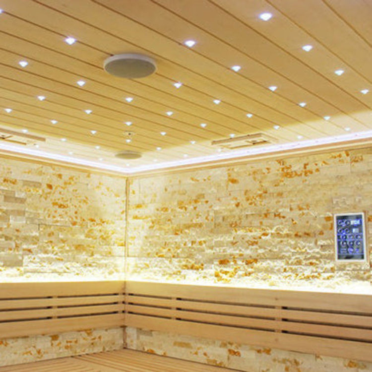6-8 Person Traditional Corner Indoor Sauna stone wall interior