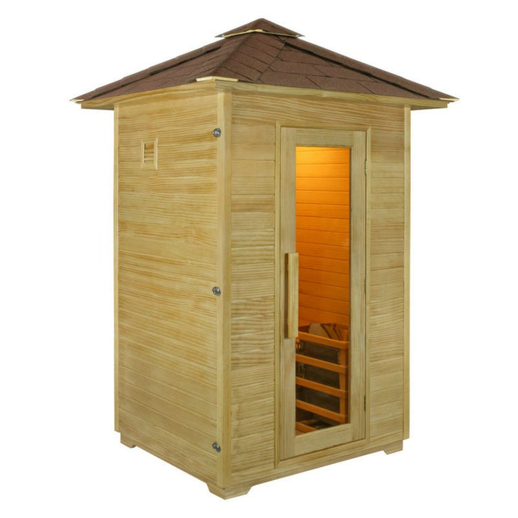 Wooden 2 Person Outdoor Steam Sauna House side view