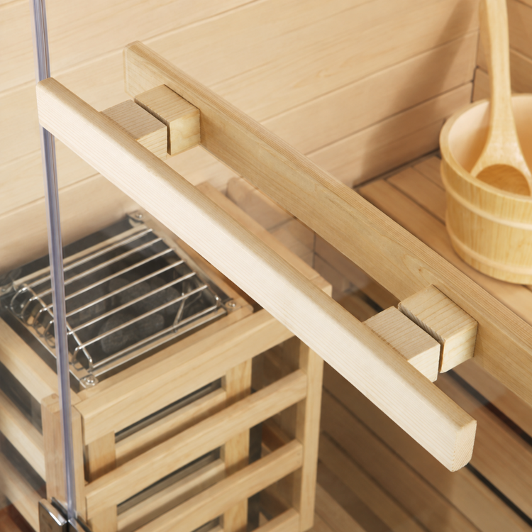 Indoor Sauna with Glass Side Wall inside