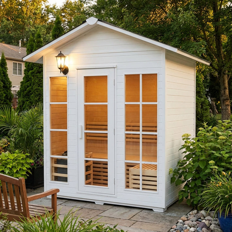 4 Person White Outdoor Sauna by Centuraheat