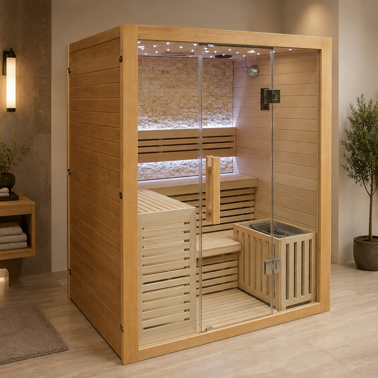 Luxury Steam Traditional Indoor Sauna with Glass Door by Centuraheat
