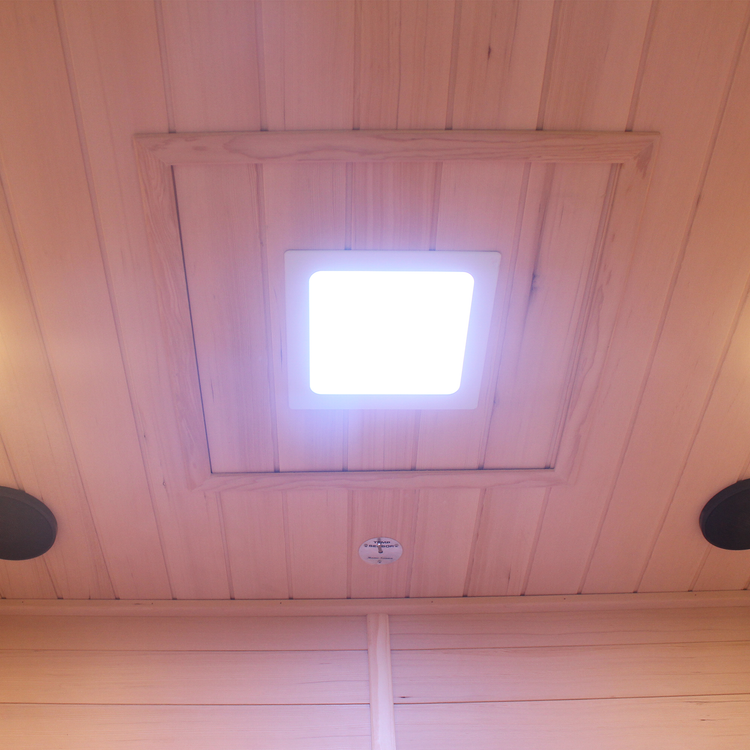 3 Person Traditional Steam Outdoor Sauna Room by Centuraheat - ceiling lights and speakers