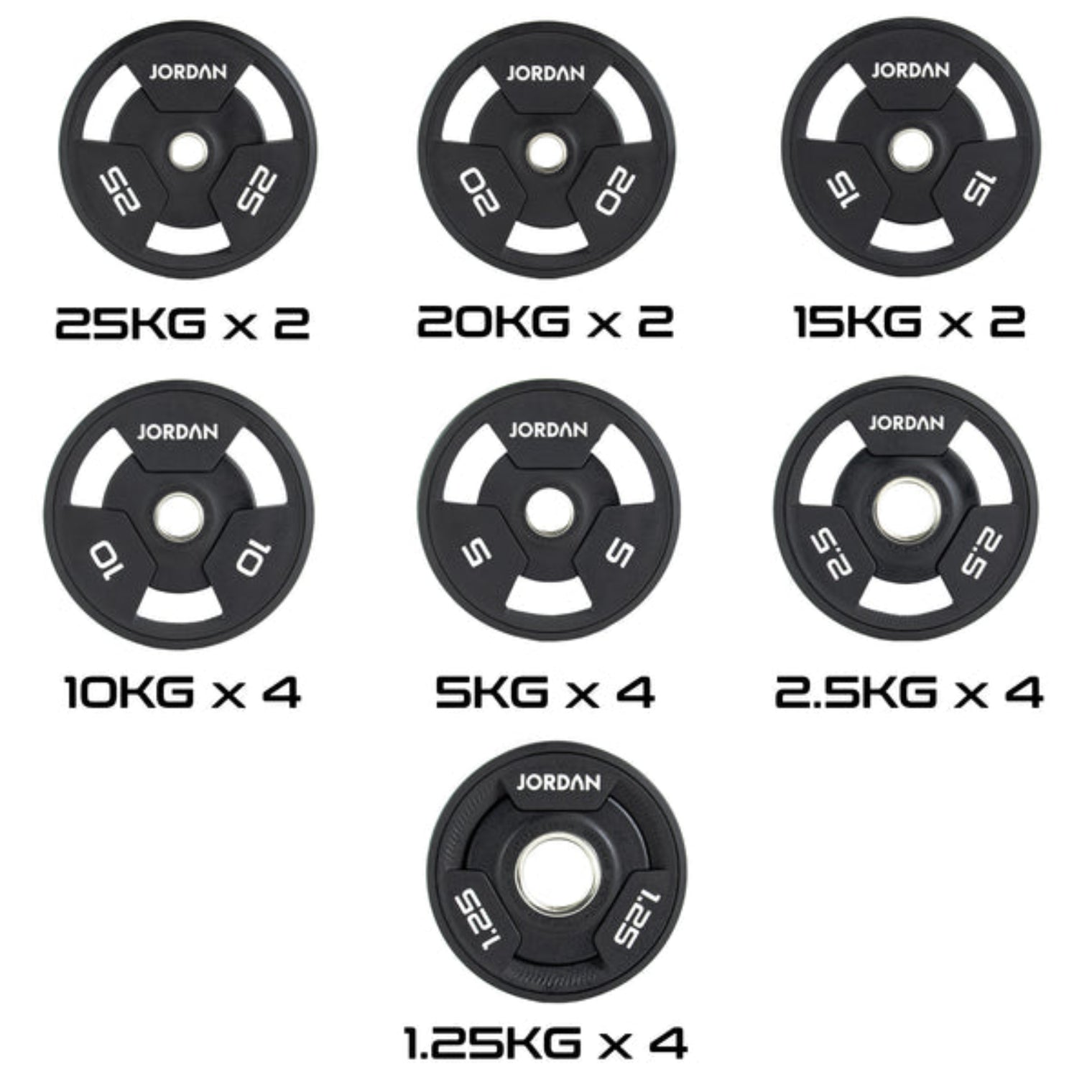 JORDAN® Urethane Tri-Grip Olympic Plates - NEW DESIGN