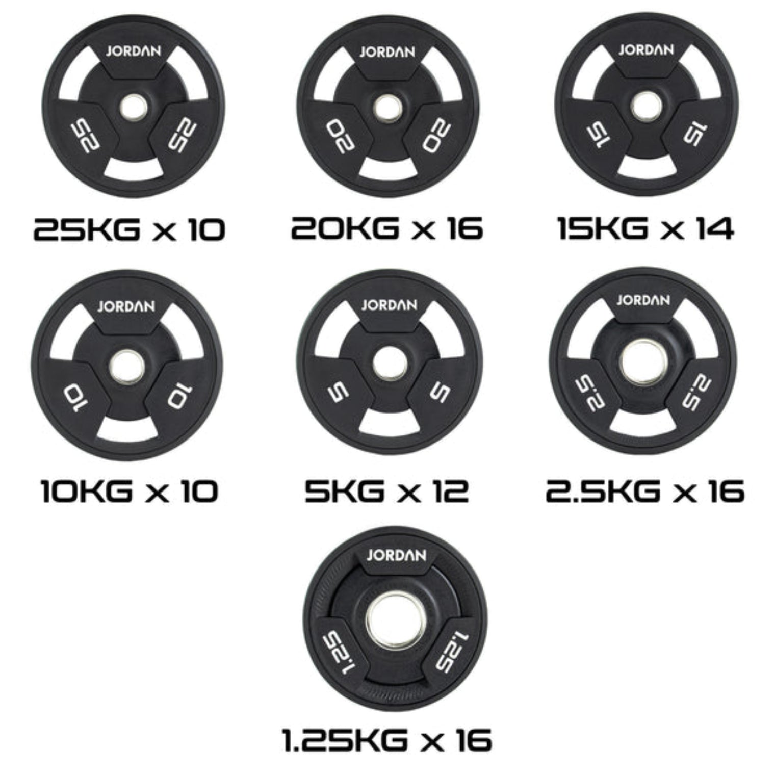 JORDAN® Urethane Tri-Grip Olympic Plates - NEW DESIGN