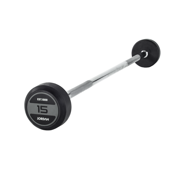 JORDAN® Rubber Barbells - Straight Bar (Grey) | Jordan Fitness | Commercial Gym Equipment & Gym Design