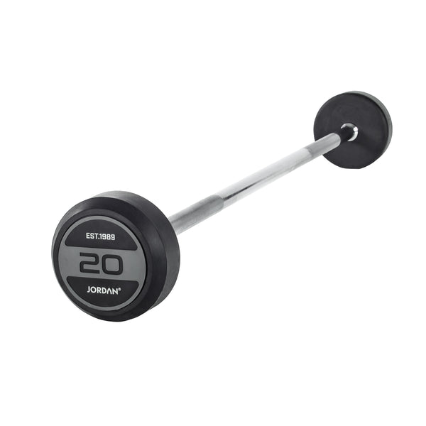 JORDAN® Rubber Barbells - Straight Bar (Grey) | Jordan Fitness | Commercial Gym Equipment & Gym Design