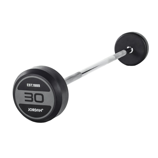 JORDAN® Rubber Barbells - Straight Bar (Grey) | Jordan Fitness | Commercial Gym Equipment & Gym Design