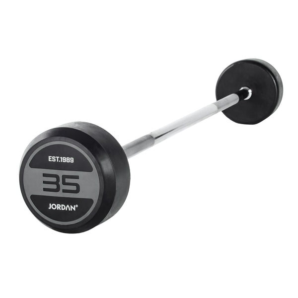 JORDAN® Rubber Barbells - Straight Bar (Grey) | Jordan Fitness | Commercial Gym Equipment & Gym Design