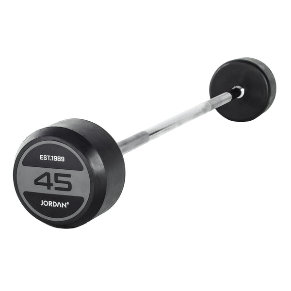 JORDAN® Rubber Barbells - Straight Bar (Grey) | Jordan Fitness | Commercial Gym Equipment & Gym Design