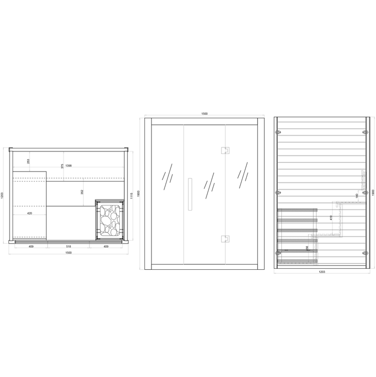 Luxury Steam Traditional Indoor Sauna with Glass Door by Centuraheat