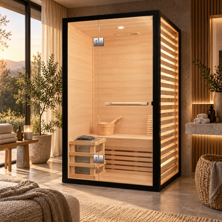 2 Person Canadian Hemlock Indoor Sauna with 3kW Harvia Heater