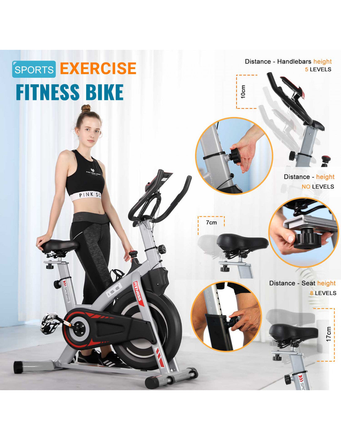 Magnetic Indoor Exercise Bike with 8 kg Flywheel