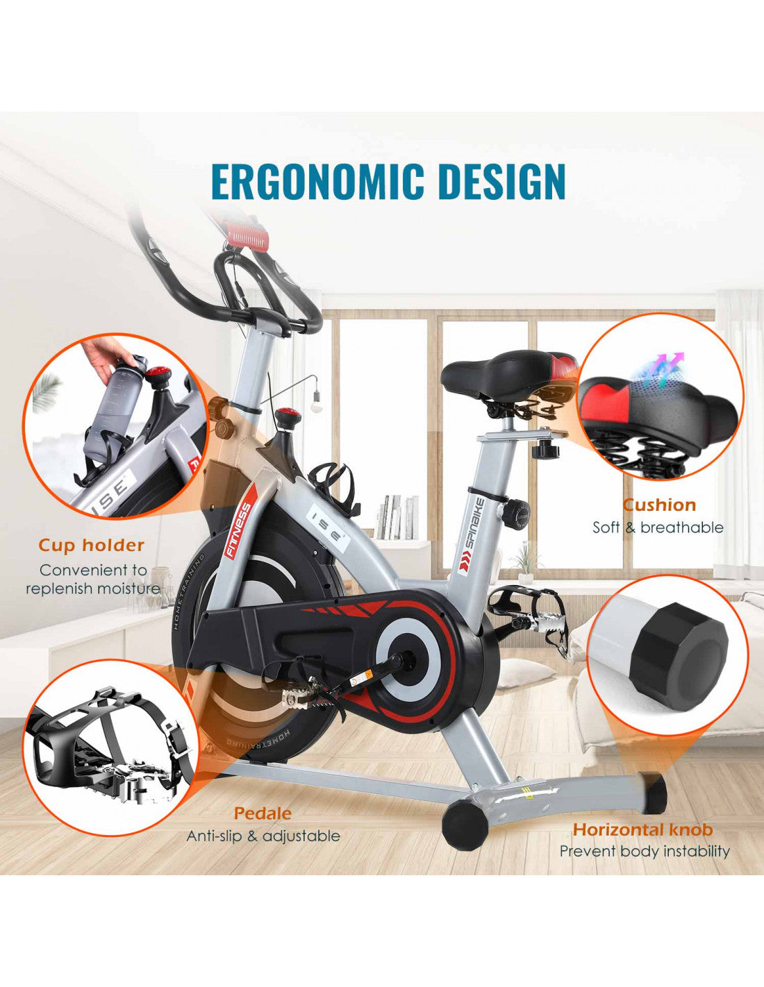 Magnetic Indoor Exercise Bike with 8 kg Flywheel
