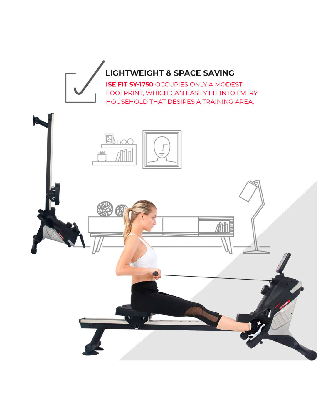 Magnetic Rowing Machine with Vertical Storage