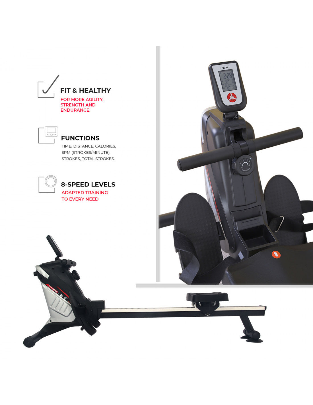 Magnetic Rowing Machine with Vertical Storage