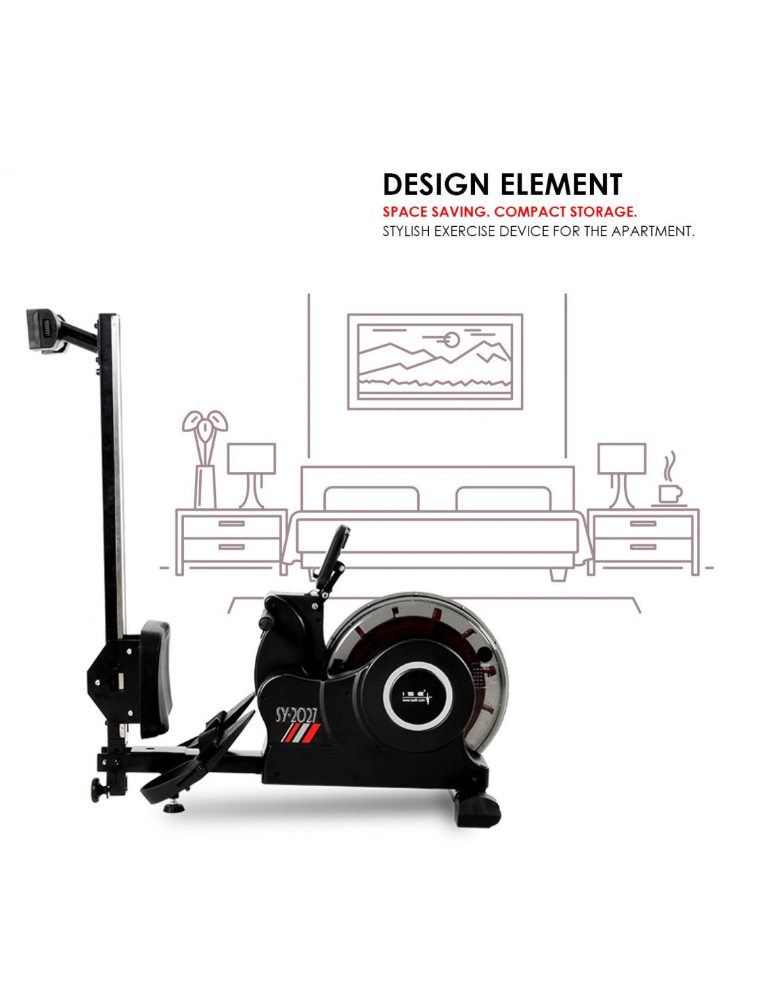 Foldable Water Rowing Machine for Home Cardio
