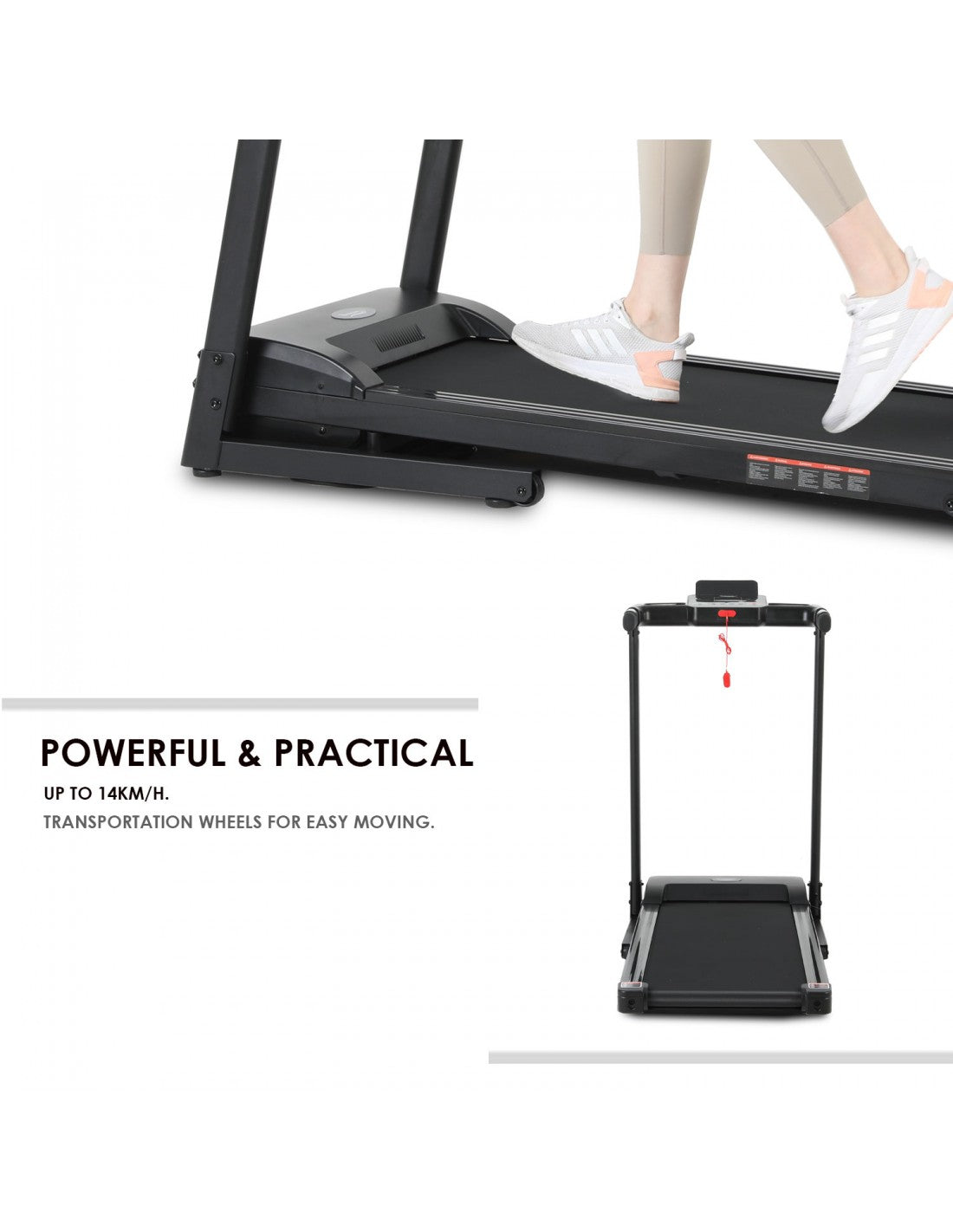Folding Treadmill with 14km/h Speed and Hydraulic Assist