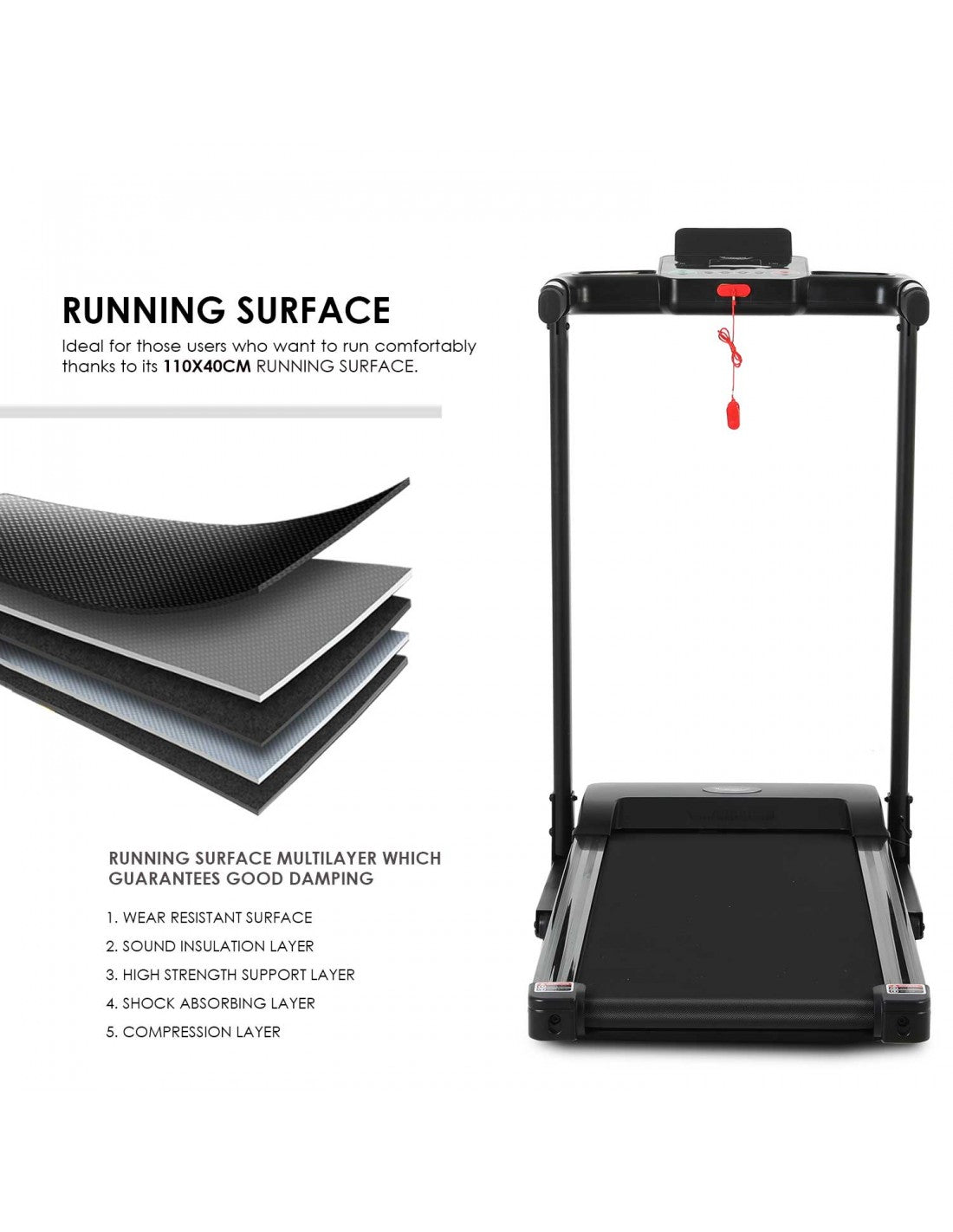 Folding Treadmill with 14km/h Speed and Hydraulic Assist