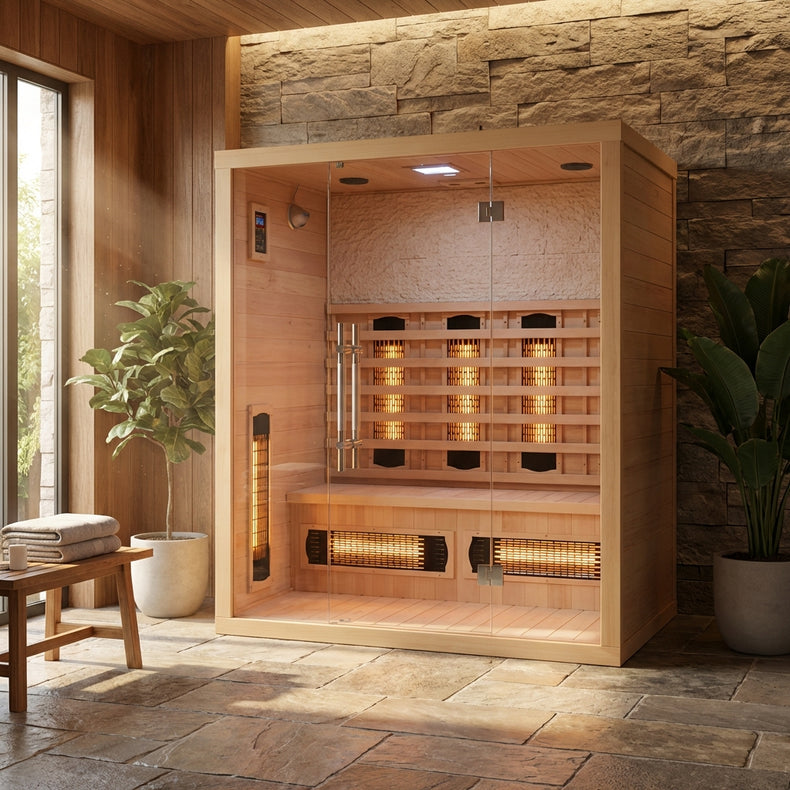 Luxury 4 Person Glass Indoor Sauna Room by Centuraheat