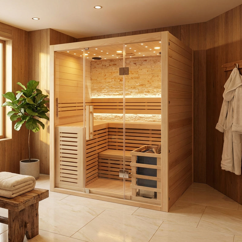 Luxury Steam Traditional Indoor Sauna with Glass Door by Centuraheat