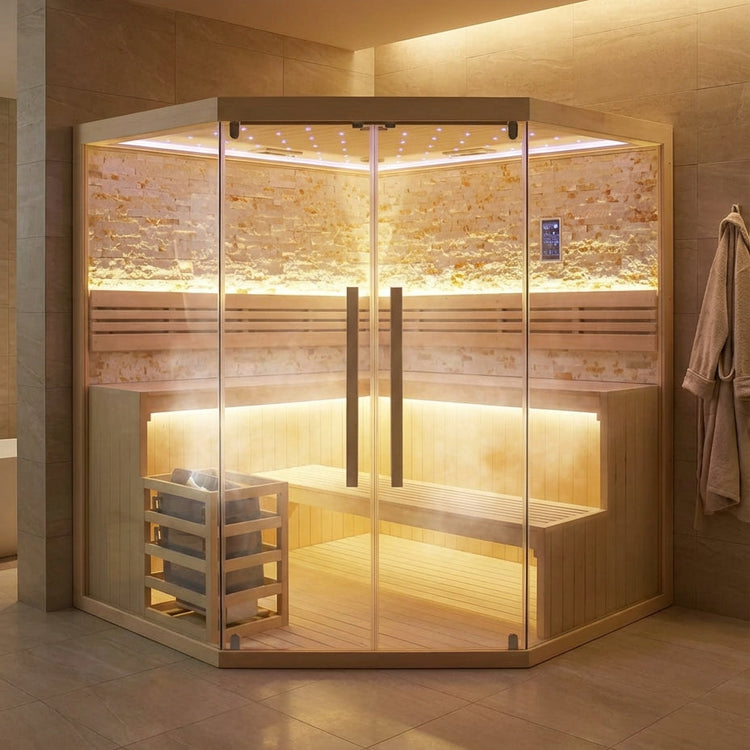 6-8 Person Traditional Corner Indoor Sauna by Centuraheat