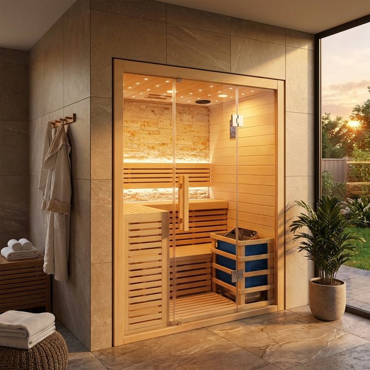 Luxury Steam Traditional Indoor Sauna with Glass Door by Centuraheat