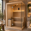 CenturaHeat 2 Person Canadian Hemlock Indoor Sauna with 2.3kW Harvia Heater