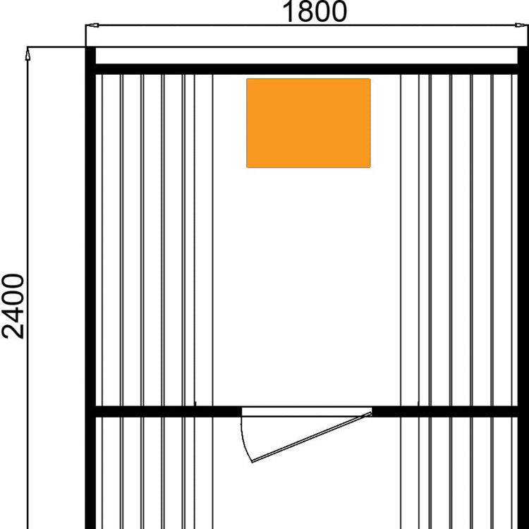Technical drawing of 4-6 Person Outdoor Porch Barrel Steam Sauna