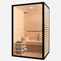 CenturaHeat 2 Person Canadian Hemlock Indoor Sauna with Glass Side Wall and 3kW Harvia Heater