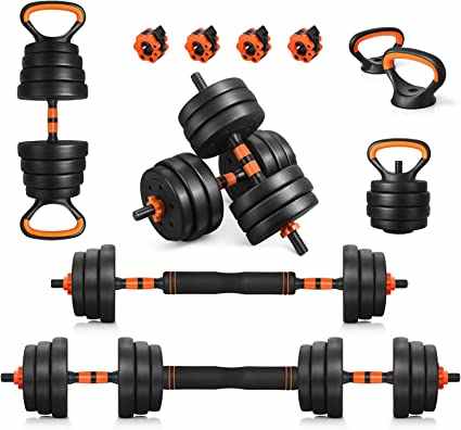 6-in-1 Adjustable Multi-Functional Dumbbell and Barbell Kettlebell Set Customizable Steel Home Use Exercise Equipment