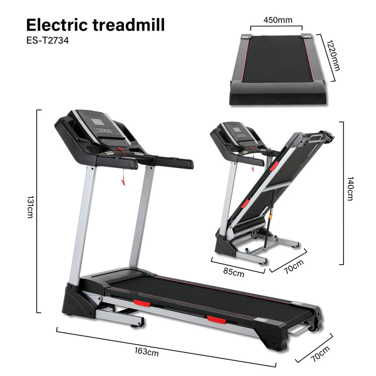 Space-saving Running Machine With Handheld Heart Rate Test for Home Gym Use